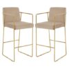 Markeb Mink Velvet Bar Stool With Gold Steel Frame In A Pair