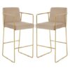 Markeb Mink Velvet Bar Stool With Gold Steel Frame In A Pair