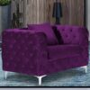 Mills Malta Plush Velour Fabric Armchair In Boysenberry