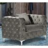 Mills Malta Plush Velour Fabric Armchair In Putty