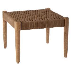 Okala Woven Latte Cotton Rope Footstool In Natural