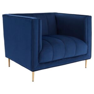 Otyliya Upholstered Velvet Armchair In Deep Blue