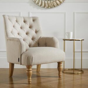 Padston Fabric Lounge Chaise Armchair In Wheat