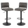 Paris Grey Woven Fabric Bar Stools With Black Base In A Pair