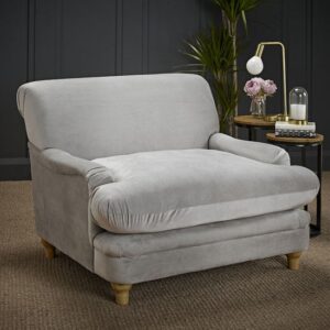 Plimpton Velvet Lounge Chair With Wooden Legs In Grey