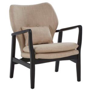 Porrima Lounge Chair In Beige With Black Wooden Frame