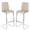 Prestina Bar Stool In Taupe Pu With Chrome Legs In A Pair