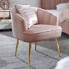 Pulford Velvet Upholstered Armchair In Blush Pink