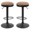 Remi Brown Woven Fabric Bar Stools With Black Base In A Pair