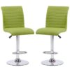 Ripple Green Faux Leather Bar Stools With Chrome Base In Pair