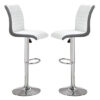 Ritz White And Grey Faux Leather Bar Stools In Pair