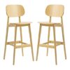 Romney Natural Oak Wooden Bar Stools In Pair