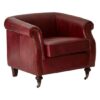 Sadalmelik Upholstered Leather Armchair In Red