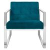 Sceptrum Velvet Lounge Chair With Steel Frame In Teal