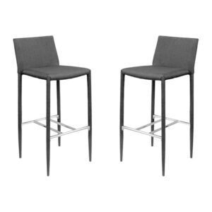 Selina Black Fabric Bar Stool In Pair