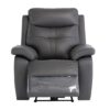 Sotra Faux Leather Electric Recliner Armchair In Charcoal