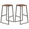 Steeple Raw Metal Frame Wooden Bar Stools In Pair