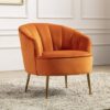 Stelloma Velvet Upholstered Tub Chair In Pumpkin