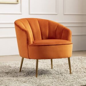 Stelloma Velvet Upholstered Tub Chair In Pumpkin