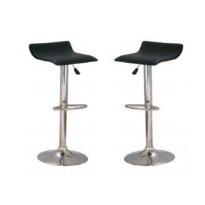 Stratos Bar Stool In Black PVC and Chrome Base In A Pair
