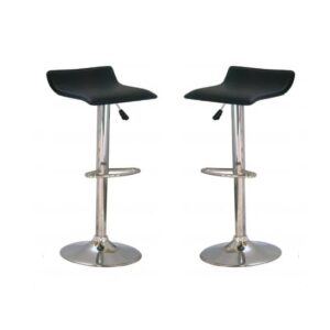 Stratos Black PVC Bar Stools With Chrome Base In Pair