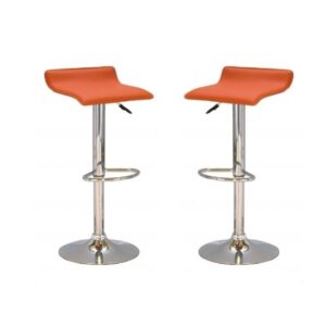 Stratos Orange PVC Bar Stools With Chrome Base In Pair