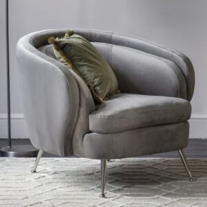 Tesoro Velvet Upholstered Tub Chair In Grey