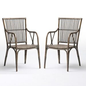 Wickers Duke Rustic Wooden Accent Chairs In Pair
