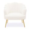 Yurga Seashell Fabric Armchair In Plush White With Gold Legs