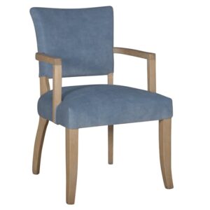 Dukes Velvet Armchair With Wooden Frame In Blue