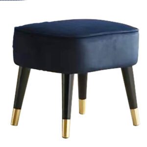 Juke Velvet Footstool With Black Wooden Legs In Navy