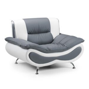 Nonoil Faux Leather Armchair In White And Grey