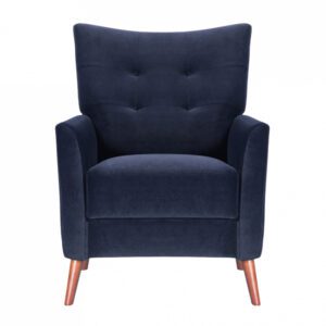 Baron Velvet Occasional Lounge Chair In Midnight Blue