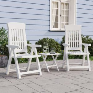 Elias White Polypropylene Garden Reclining Chairs In Pair