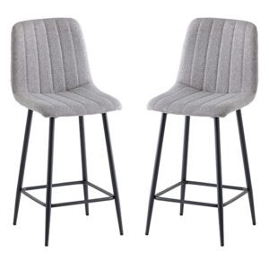 Lillie Silver Fabric Counter Bar Stools In Pair