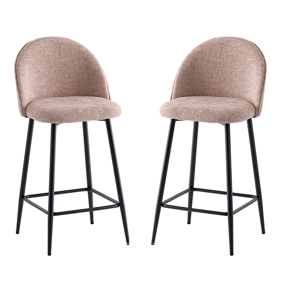 Rayya Flamingo Fabric Counter Bar Stools In Pair