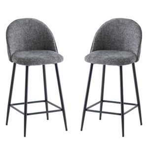 Rayya Graphite Fabric Counter Bar Stools In Pair