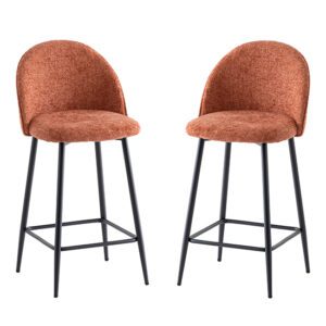 Rayya Rust Fabric Counter Bar Stools In Pair