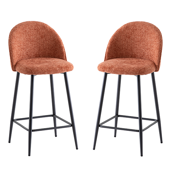 Rayya Rust Fabric Counter Bar Stools In Pair