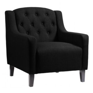 Paget Fabric Armchair With Wooden Legs In Black