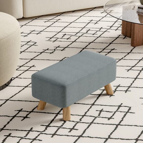 57cm Line Fabric Grey Ottoman Footstool