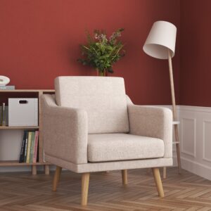 82cm Height Linen Upholstered Armchair Pebble Weave Padded Single Sofa