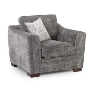 Accra Velvet Armchair With Solid Wood Frame In Grey