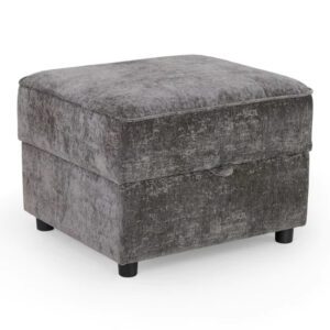 Accra Velvet Footstool With Solid Wood Frame In Grey