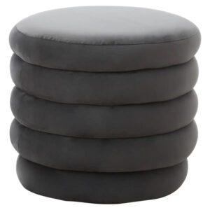 Hamburg Velvet Footstool Round In Graphite