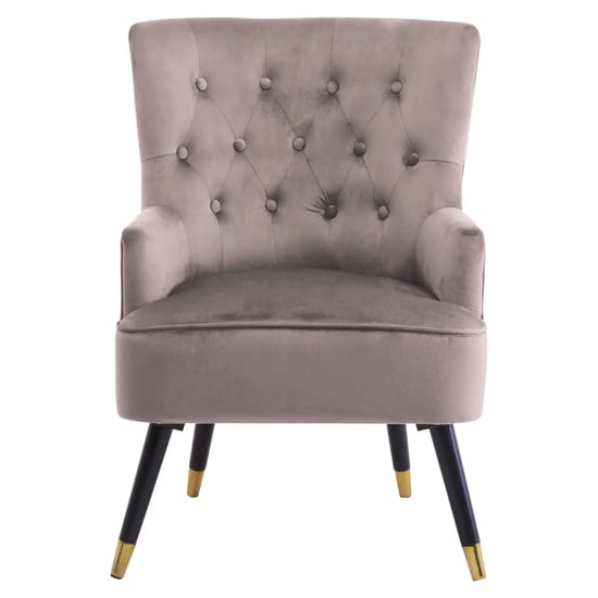 Lagos Velvet Button Tufted Armchair In Mink