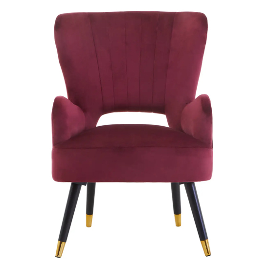 Lagos Velvet Cut Out Back Armchair In Wine