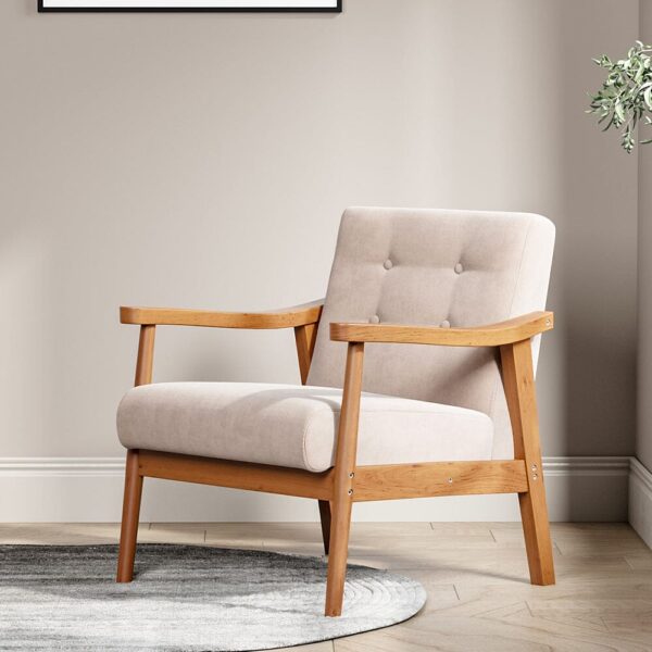 Wooden Armchair Upholstered Occasional Chair