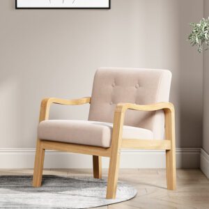 Wooden Armchair Upholstered Occasional Chair