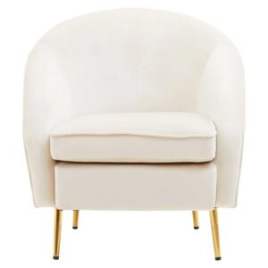 York Velvet Armchair In Beige With Gold Metallic Legs